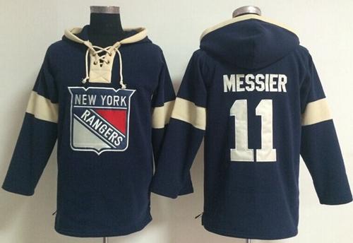 New York Rangers #11 Mark Messier Navy Blue Pullover NHL Hoodie