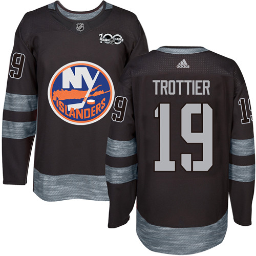 Islanders #19 Bryan Trottier Black 1917-2017 100th Anniversary Stitched NHL Jersey
