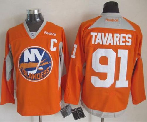 Islanders #91 John Tavares Orange Practice Stitched NHL Jersey