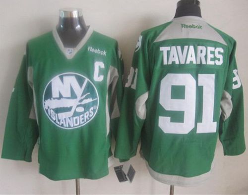 Islanders #91 John Tavares Green Practice Stitched NHL Jersey