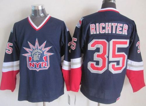 Rangers #35 Mike Richter Navy Blue CCM Statue of Liberty Stitched NHL Jersey