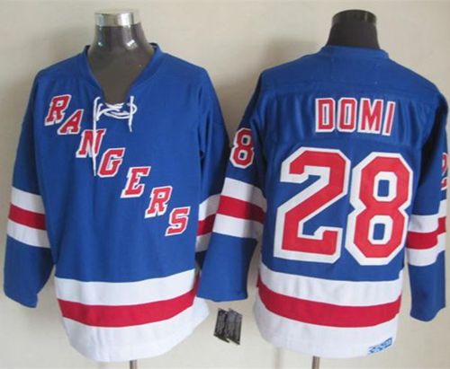 Rangers #28 Tie Domi Light Blue CCM Throwback Stitched NHL Jersey