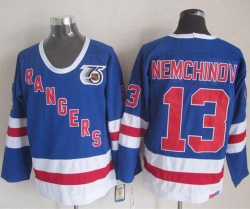 Rangers #13 Sergei Nemchinov Blue CCM 75TH Stitched NHL Jersey