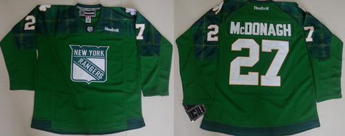 Rangers #27 Ryan McDonagh Green St. Patrick's Day New Stitched NHL Jersey