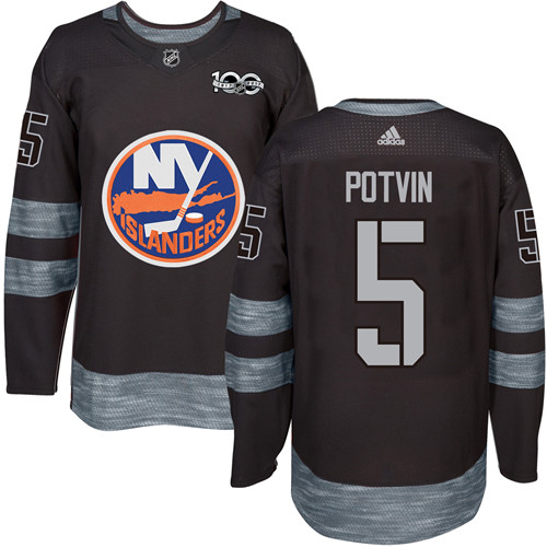 Islanders #5 Denis Potvin Black 1917-2017 100th Anniversary Stitched NHL Jersey