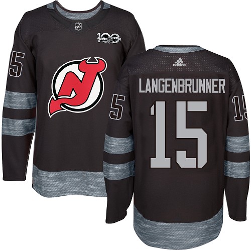 Devils #15 Langenbrunner Black 1917-2017 100th Anniversary Stitched NHL Jersey