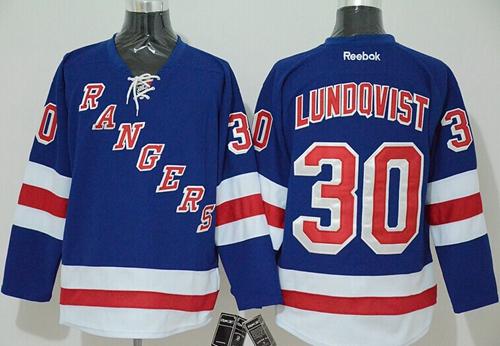 Rangers #30 Henrik Lundqvist Blue Stitched NHL Jersey