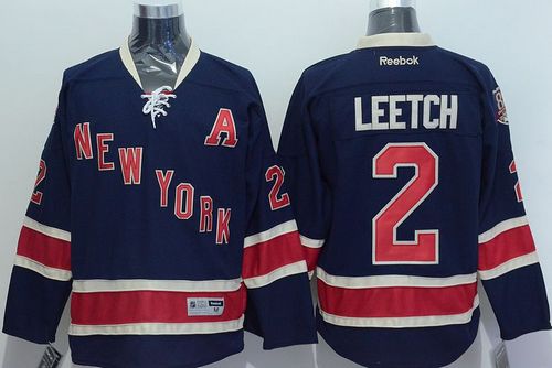 Rangers #2 Brian Leetch Dark Blue Third Stitched NHL Jersey