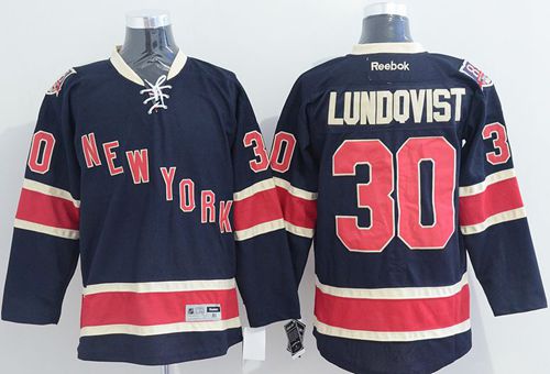 Rangers #30 Henrik Lundqvist Dark Blue Third Stitched NHL Jersey