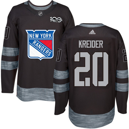 Rangers #20 Chris Kreider Black 1917-2017 100th Anniversary Stitched NHL Jersey