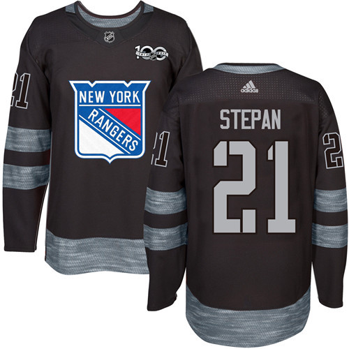 Rangers #21 Derek Stepan Black 1917-2017 100th Anniversary Stitched NHL Jersey