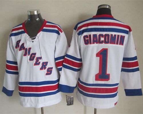 Rangers #1 Eddie Giacomin White CCM Throwback Stitched NHL Jersey