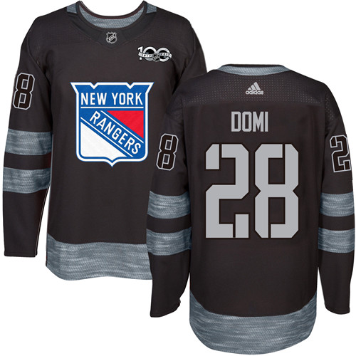 Rangers #28 Tie Domi Black 1917-2017 100th Anniversary Stitched NHL Jersey