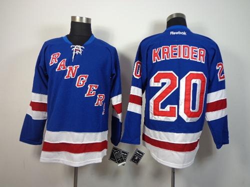 Rangers #20 Chris Kreider Blue Home Stitched NHL Jersey