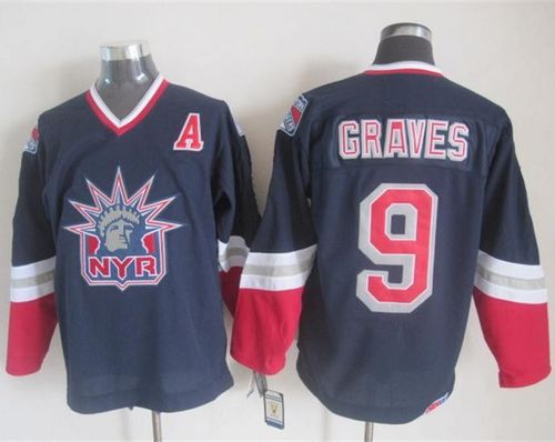 Rangers #9 Adam Graves Navy Blue CCM Statue Of Liberty Stitched NHL Jersey