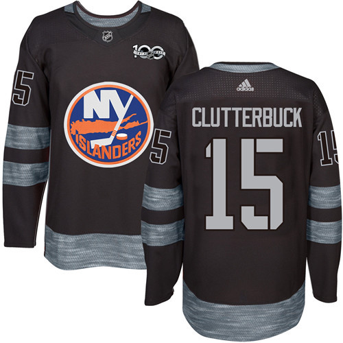 Islanders #15 Cal Clutterbuck Black 1917-2017 100th Anniversary Stitched NHL Jersey