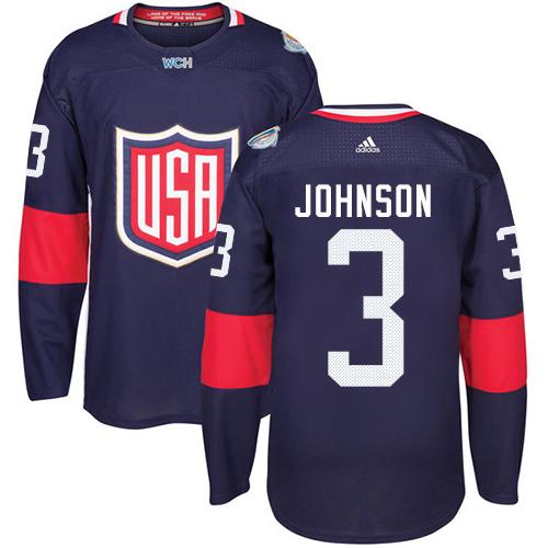 Team USA #3 Jack Johnson Navy Blue 2016 World Cup Stitched NHL Jersey