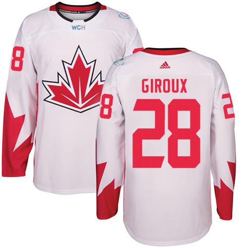 Team CA. #28 Claude Giroux White 2016 World Cup Stitched NHL Jersey