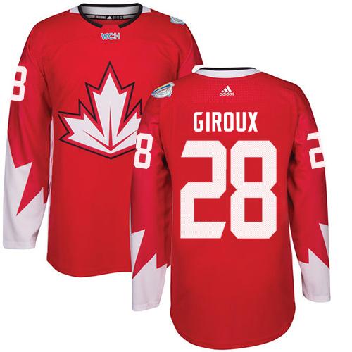 Team CA. #28 Claude Giroux Red 2016 World Cup Stitched NHL Jersey