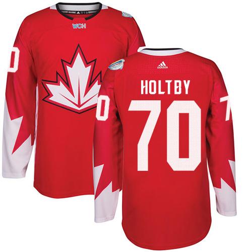 Team CA. #70 Braden Holtby Red 2016 World Cup Stitched NHL Jersey
