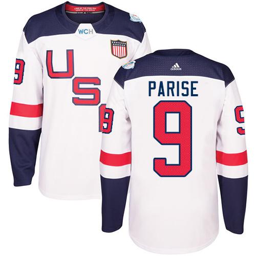 Team USA #9 Zach Parise White 2016 World Cup Stitched NHL Jersey