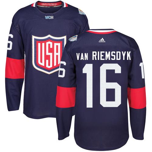 Team USA #16 James van Riemsdyk Navy Blue 2016 World Cup Stitched NHL Jersey