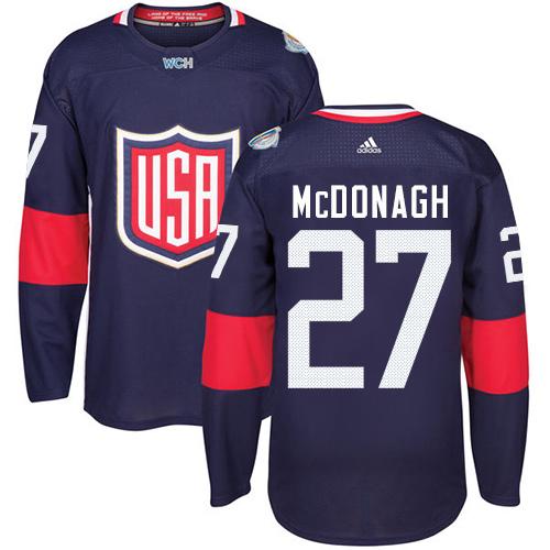 Team USA #27 Ryan McDonagh Navy Blue 2016 World Cup Stitched NHL Jersey