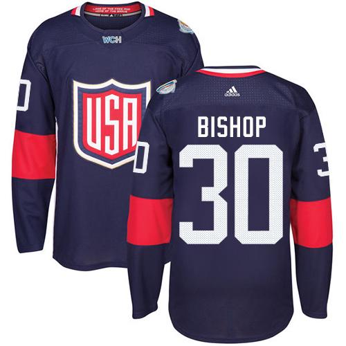 Team USA #30 Ben Bishop Navy Blue 2016 World Cup Stitched NHL Jersey