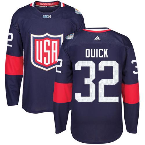 Team USA #32 Jonathan Quick Navy Blue 2016 World Cup Stitched NHL Jersey