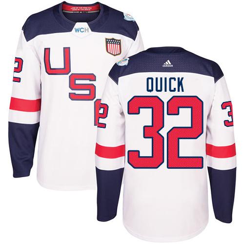 Team USA #32 Jonathan Quick White 2016 World Cup Stitched NHL Jersey