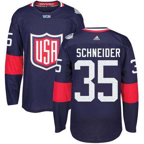 Team USA #35 Cory Schneider Navy Blue 2016 World Cup Stitched NHL Jersey