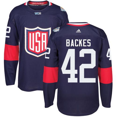 Team USA #42 David Backes Navy Blue 2016 World Cup Stitched NHL Jersey