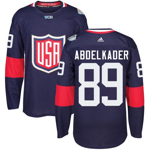 Team USA #89 Justin Abdelkader Navy Blue 2016 World Cup Stitched NHL Jersey