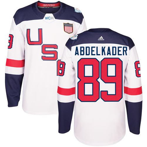Team USA #89 Justin Abdelkader White 2016 World Cup Stitched NHL Jersey