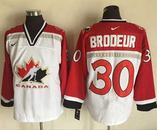 Team CA. #30 Martin Brodeur White/Red Nike Throwback Stitched NHL Jersey