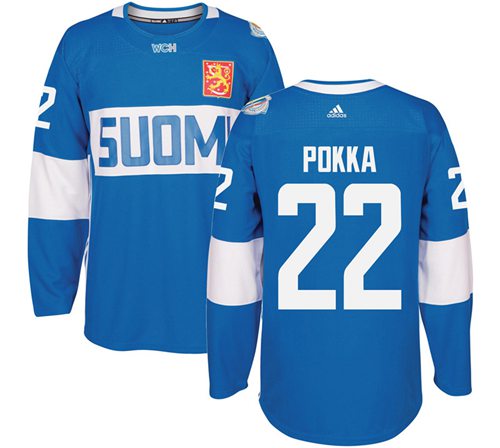 Team Finland #22 Ville Pokka Blue 2016 World Cup Stitched NHL Jersey