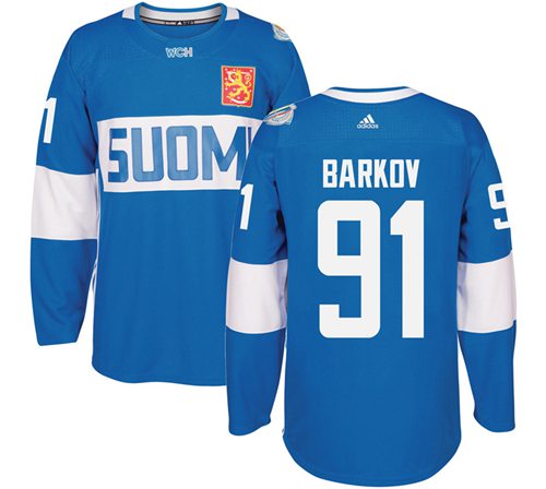Team Finland #91 Aleksander Barkov Blue 2016 World Cup Stitched NHL Jersey