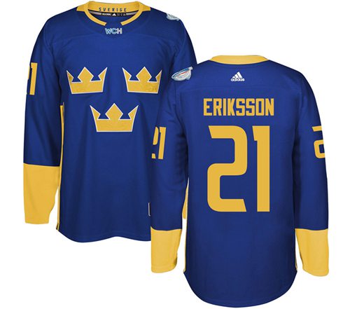 Team Sweden #21 Loui Eriksson Blue 2016 World Cup Stitched NHL Jersey