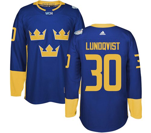 Team Sweden #30 Henrik Lundqvist Blue 2016 World Cup Stitched NHL Jersey
