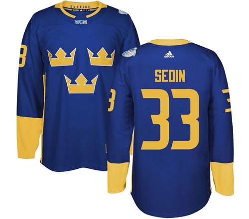 Team Sweden #33 Henrik Sedin Blue 2016 World Cup Stitched NHL Jersey