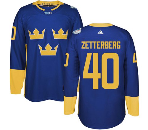 Team Sweden #40 Henrik Zetterberg Blue 2016 World Cup Stitched NHL Jersey