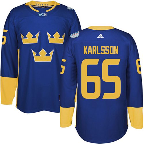 Team Sweden #65 Erik Karlsson Blue 2016 World Cup Stitched NHL Jersey
