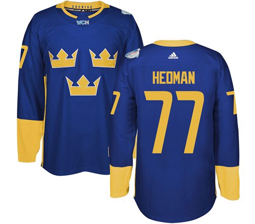 Team Sweden #77 Victor Hedman Blue 2016 World Cup Stitched NHL Jersey