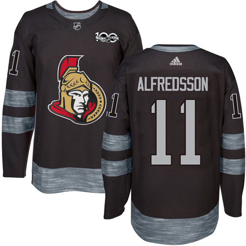 Senators #11 Daniel Alfredsson Black 1917-2017 100th Anniversary Stitched NHL Jersey