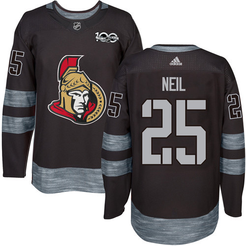 Senators #25 Chris Neil Black 1917-2017 100th Anniversary Stitched NHL Jersey
