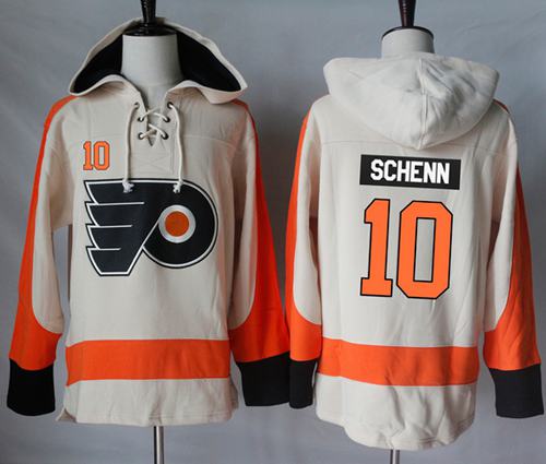 Flyers #10 Brayden Schenn Cream Sawyer Hooded Sweatshirt Stitched NHL Jersey