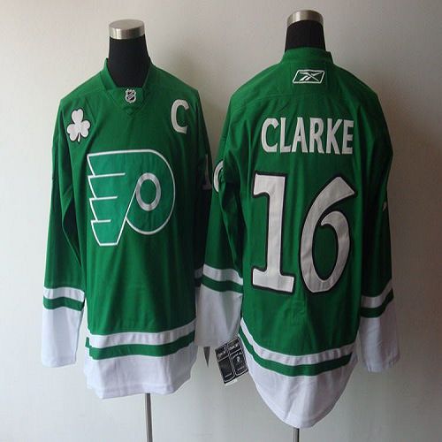 Flyers #16 Bobby Clarke Green St. Patty's Day Stitched NHL Jersey