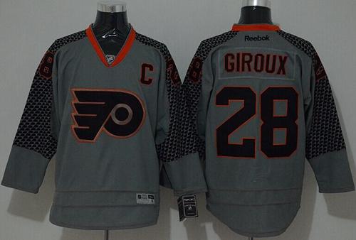 Flyers #28 Claude Giroux Charcoal Cross Check Fashion Stitched NHL Jersey