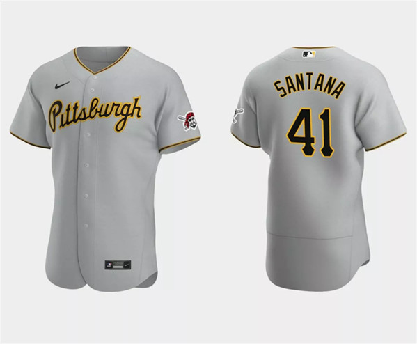 Men's Pittsburgh Pirates #41 Carlos Santana Gray Flex Base Stitched Baseball Jersey