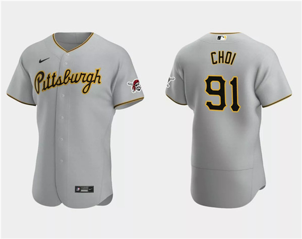 Men's Pittsburgh Pirates #91 Ji Man Choi Gray Flex Base Stitched Baseball Jersey